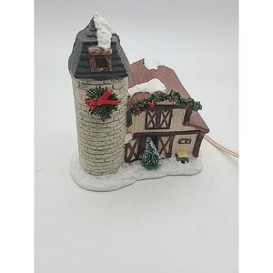 Vtg '91 Christmas Valley Collector Series Porcelain Lighted Barn Silo Trim Trend